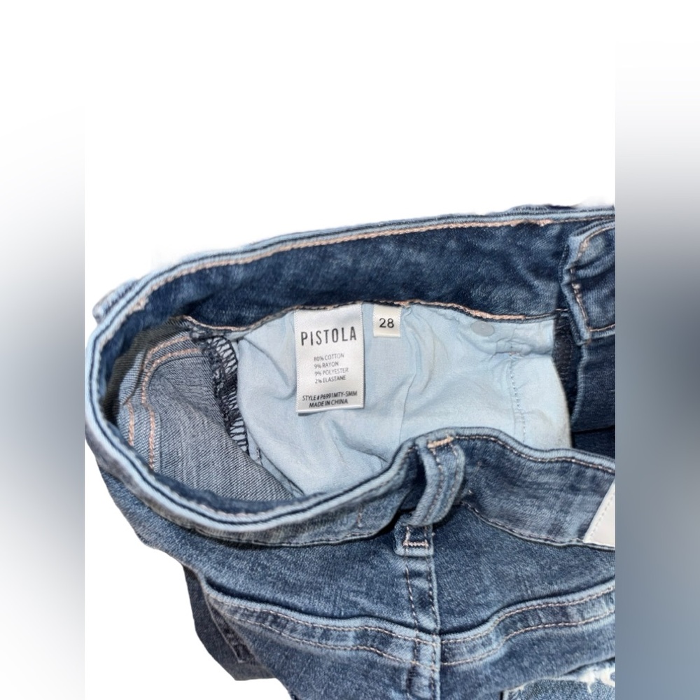 Pistola Slim Straight Leg Distressed Medium Wash Jeans Stretch Size 28 - Picture 6 of 6